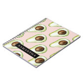 Modernes rosa und grünes Avocado-Muster mit Namen Notizblock (Linke Seite)