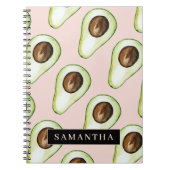 Modernes rosa und grünes Avocado-Muster mit Namen Notizblock (Vorderseite)