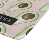 Modernes rosa und grünes Avocado-Muster mit Namen Schneidebrett (Ecke)