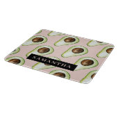 Modernes rosa und grünes Avocado-Muster mit Namen Schneidebrett (Ecke)