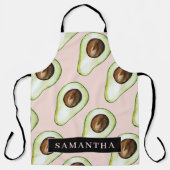 Modernes rosa und grünes Avocado-Muster mit Namen Schürze (Vorderseite)