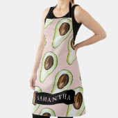 Modernes rosa und grünes Avocado-Muster mit Namen Schürze (InSitu)