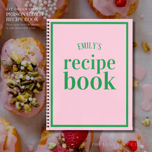 Modernes Rosa und Grünes Brautparty Rezept Buch