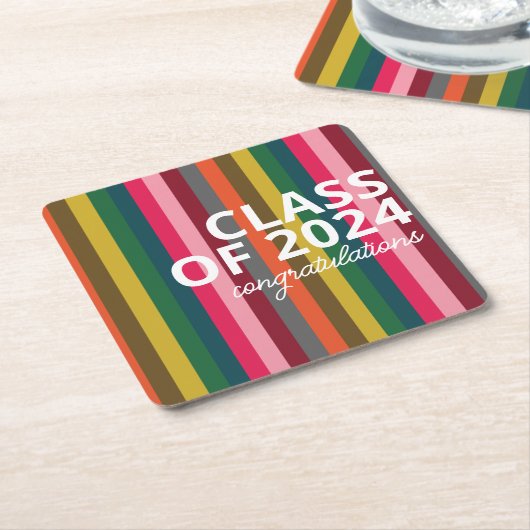 Modernes rosa und grünes Streifenmuster Rechteckiger Pappuntersetzer (angewinkelt)