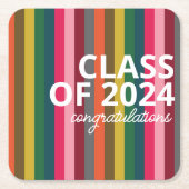 Modernes rosa und grünes Streifenmuster Rechteckiger Pappuntersetzer (Vorderseite)