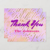 Modernes rosa und lila Goldenes Dankeskarte (Vorne/Hinten)