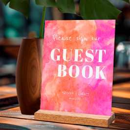 Modernes Rosa und orangefarbene Hochzeiten - unser Acrylschild