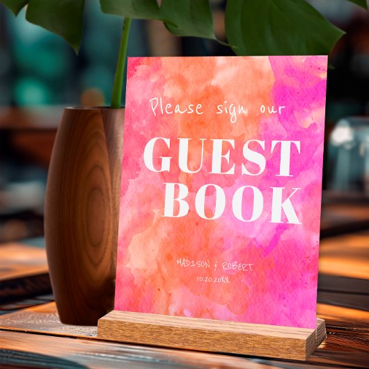 Modernes Rosa und orangefarbene Hochzeiten - unser Acrylschild