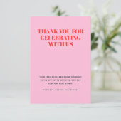 Modernes Rosa und Rot Dankeskarte (Stehend Vorderseite)