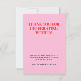 Modernes Rosa und Rot Dankeskarte