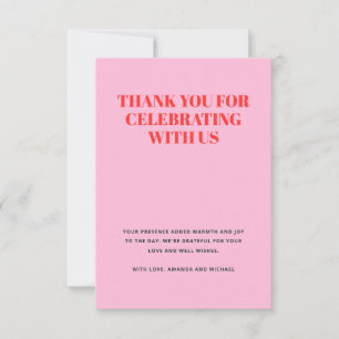 Modernes Rosa und Rot Dankeskarte