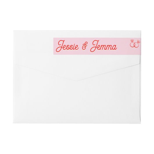 Modernes Rosa und Rot mit Diamantreihen (Rückseite)