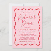 Modernes Rosa und Rote Rahmen Probe Dinner Einladung (Vorderseite)