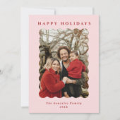 Modernes rosa und rotes Foto Feiertagskarte (Vorderseite)