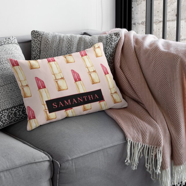 Modernes rosa und rotes Lipstick Muster Mädchen mi Dekokissen (Von Creator hochgeladen)