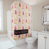 Modernes rosa und rotes Lipstick Muster Mädchen mi Duschvorhang (Beispiel)