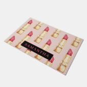 Modernes rosa und rotes Lipstick Muster Mädchen mi Fußmatte (Schrägansicht)