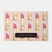 Modernes rosa und rotes Lipstick Muster Mädchen mi Fußmatte (Vorderseite)