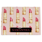 Modernes rosa und rotes Lipstick Muster Mädchen mi Große Geschenktüte (Vorderseite)