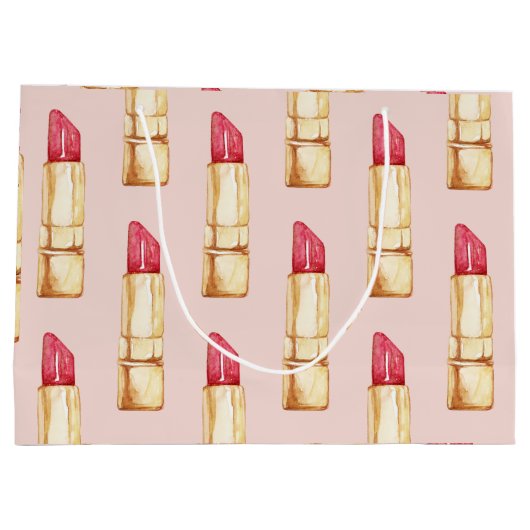 Modernes rosa und rotes Lipstick Muster Mädchen mi Große Geschenktüte (Rückseite)