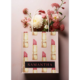 Modernes rosa und rotes Lipstick Muster Mädchen mi Große Geschenktüte