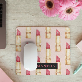 Modernes rosa und rotes Lipstick Muster Mädchen mi Mousepad