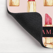 Modernes rosa und rotes Lipstick Muster Mädchen mi Mousepad (Ecke)