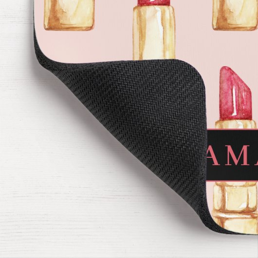 Modernes rosa und rotes Lipstick Muster Mädchen mi Mousepad (Ecke)