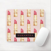 Modernes rosa und rotes Lipstick Muster Mädchen mi Mousepad (Mit Mouse)
