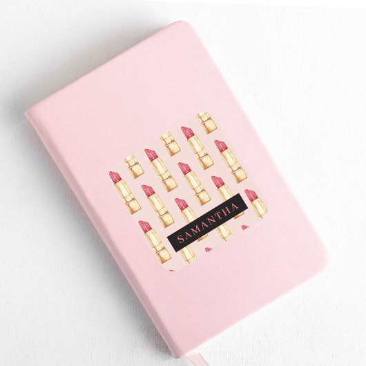 Modernes rosa und rotes Lipstick Muster Mädchen mi Quadratischer Aufkleber