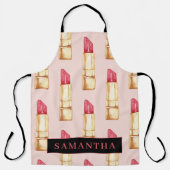 Modernes rosa und rotes Lipstick Muster Mädchen mi Schürze (Vorderseite)