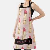 Modernes rosa und rotes Lipstick Muster Mädchen mi Schürze (InSitu)