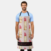 Modernes rosa und rotes Lipstick Muster Mädchen mi Schürze (Getragen)