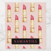 Modernes rosa und rotes Lipstick Muster Mädchen mi Weinetikett (Einzelnes Label)