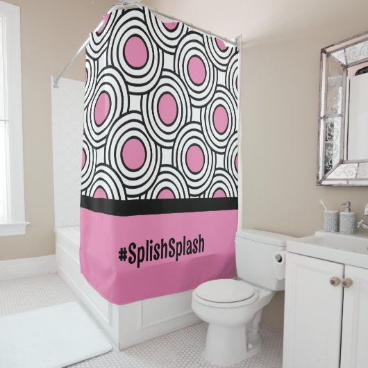 Modernes, rosa und schwarz gestaltetes Musterzimme Duschvorhang (Beispiel)