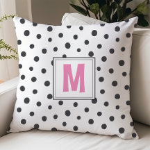 Modernes Rosa- und Schwarz-Polka-Dot-Monogram-Dorm