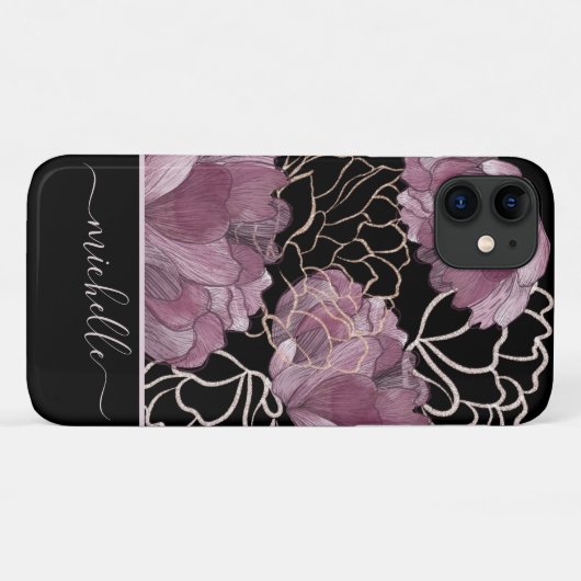 Modernes rosa- und schwarzbläsernes Muster Mit Mon Case-Mate iPhone Hülle (Rückseite (Horizontal))