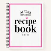 Modernes Rosa und Schwarzes Brautparty Rezept Buch (Vorderseite)