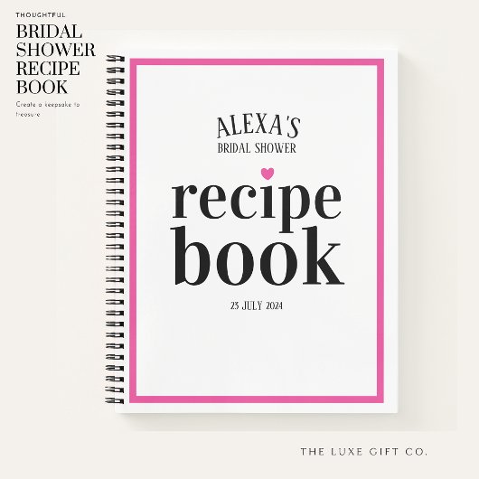 Modernes Rosa und Schwarzes Brautparty Rezept Buch