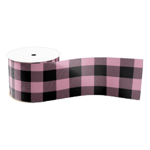 Modernes Rosa und Schwarzes Buffalo Kariert Ripsband