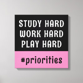 Modernes Rosa und Schwarzes Hashtag Dorm Room Leinwanddruck