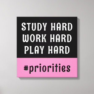 Modernes rosa und schwarzes Hashtag-Schlafzimmer Leinwanddruck