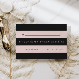 Modernes Rosa und Schwarzes Streifen UAWG RSVP Karte