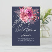 Modernes, rosa und silberfarbenes Brautparty Einladung (Stehend Vorderseite)