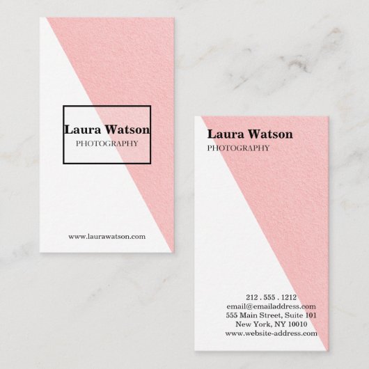Modernes Rosa und Weiß, einzigartig individuell an Visitenkarte (Vorne/Hinten)