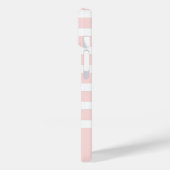 Modernes Rosa und Weiß Streifen mit Monogramm Case-Mate iPhone Hülle (Rückseite / Links)