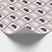 Modernes, rosa und weißes Weihnachtsmuster Geschenkpapier (Ecke)