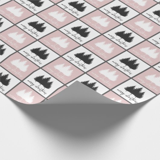 Modernes, rosa und weißes Weihnachtsmuster Geschenkpapier (Ecke)