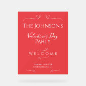 Modernes Rosa-Valentinstag-Party Willkommen Acrylschild (Vorderseite)