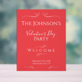 Modernes Rosa-Valentinstag-Party Willkommen Acrylschild (Neutral)